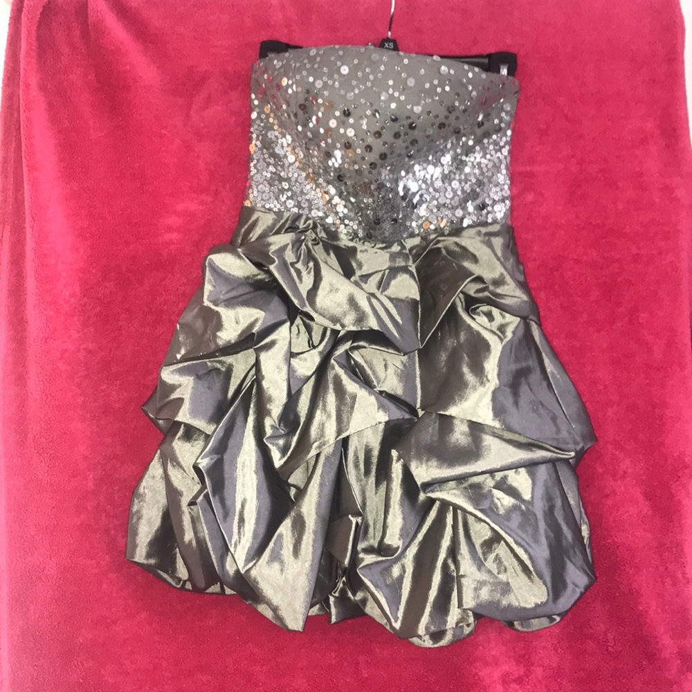 Silver Sequined Mini Dress